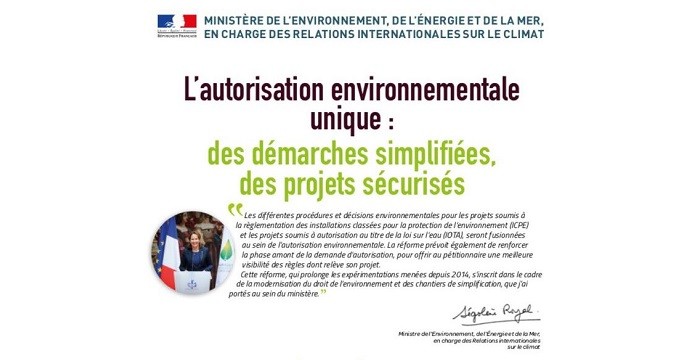 Entrée en vigueur de l’Autorisation environnementale unique